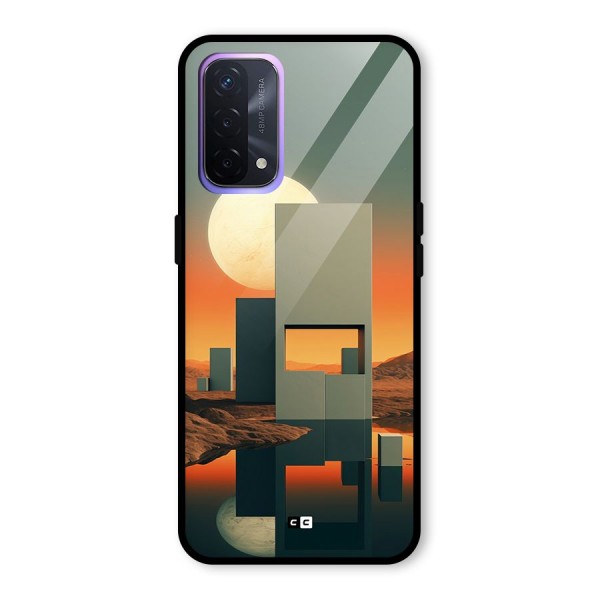 Geometric Sculpture Glass Back Case for Oppo A74 5G