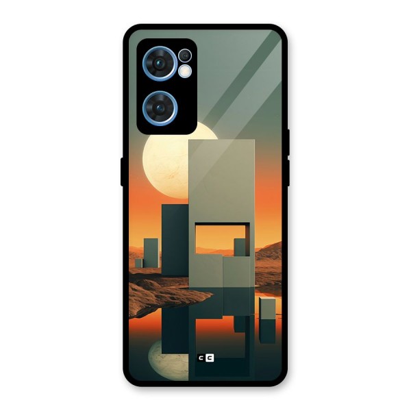 Geometric Sculpture Glass Back Case for Oppo Reno7 5G