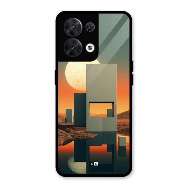 Geometric Sculpture Glass Back Case for Oppo Reno8 5G