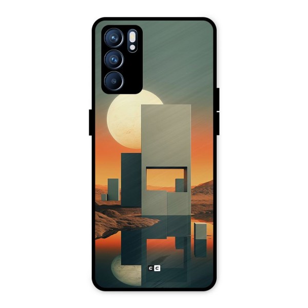 Geometric Sculpture Metal Back Case for Oppo Reno6 5G