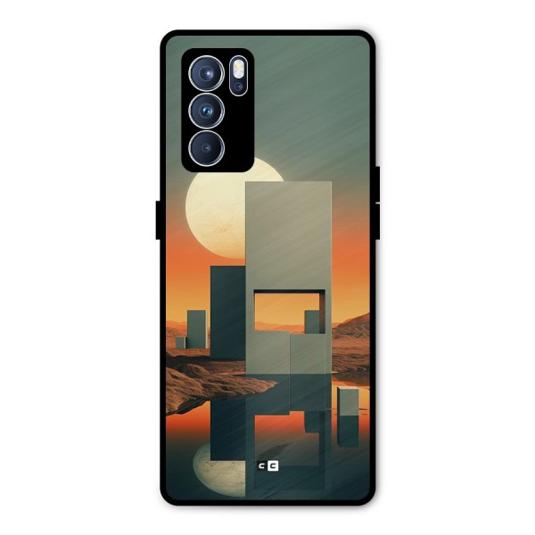 Geometric Sculpture Metal Back Case for Oppo Reno6 Pro 5G