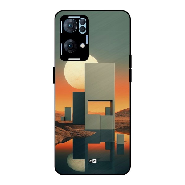 Geometric Sculpture Metal Back Case for Oppo Reno7 Pro 5G