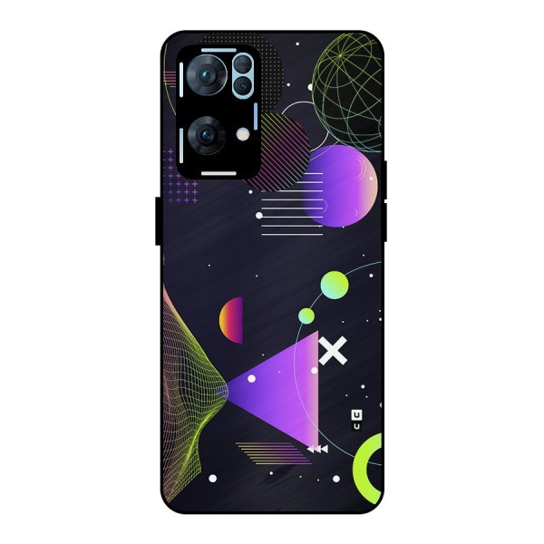 Geometrical Wireframe Metal Back Case for Oppo Reno7 Pro 5G