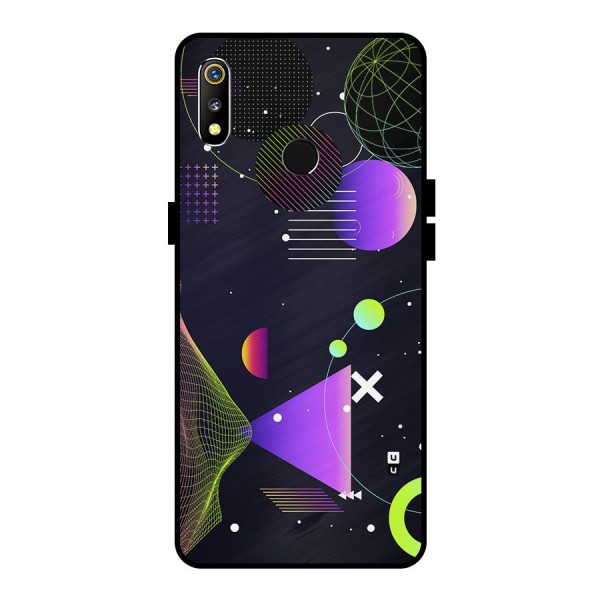 Geometrical Wireframe Metal Back Case for Realme 3