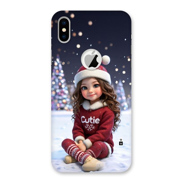 Girl In Snow Back Case for iPhone XS Logo Cut