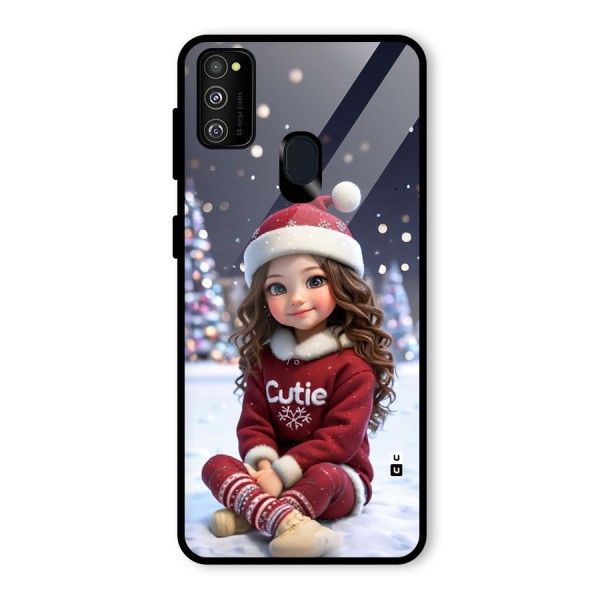 Girl In Snow Glass Back Case for Galaxy M21