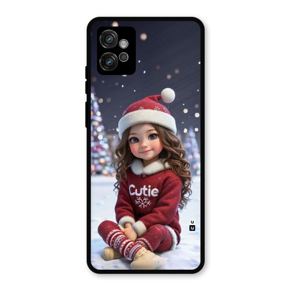 Girl In Snow Metal Back Case for Moto G32