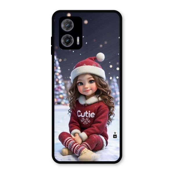 Girl In Snow Metal Back Case for Moto G73