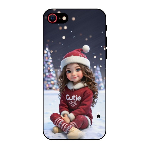 Girl In Snow Metal Back Case for iPhone 8