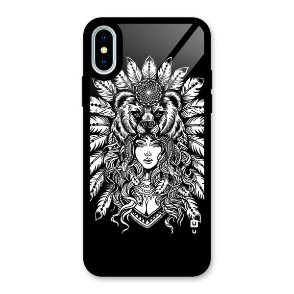 Girl Pattern Art Glass Back Case for iPhone XS