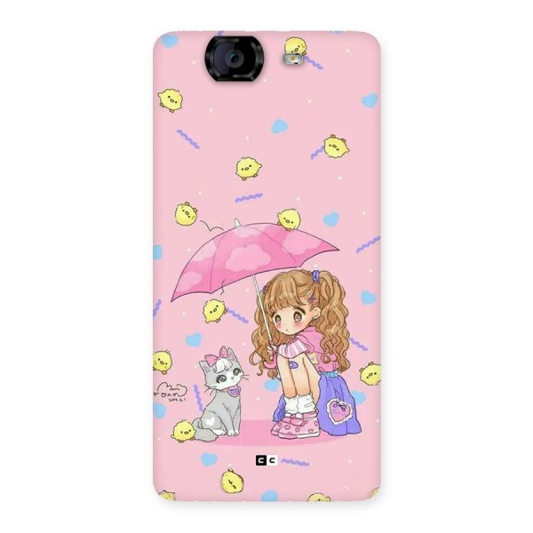 Girl With Cat Back Case for Canvas Knight A350