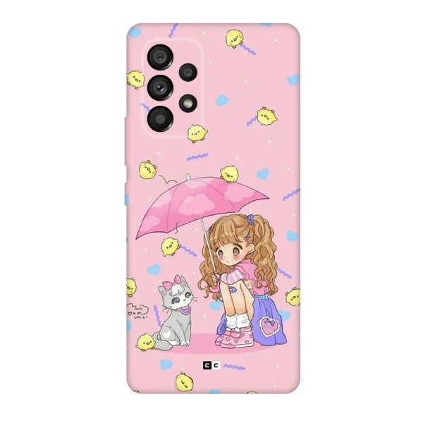 Girl With Cat Back Case for Galaxy A53 5G