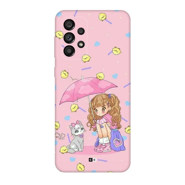 Girl With Cat Back Case for Galaxy A73 5G