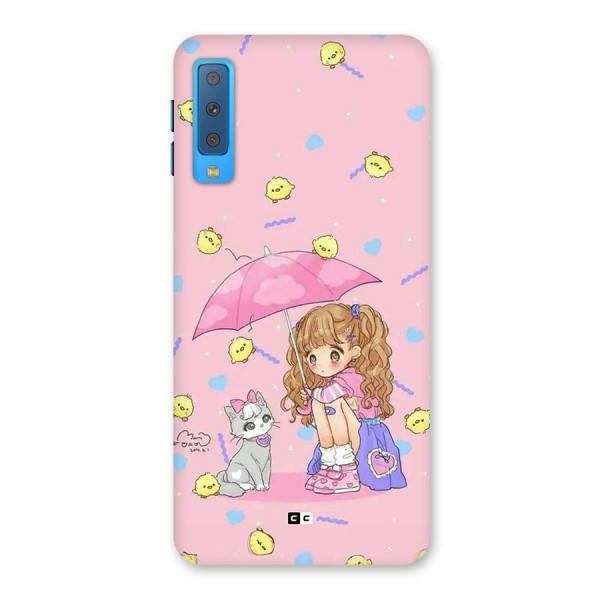 Girl With Cat Back Case for Galaxy A7 (2018)