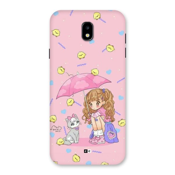 Girl With Cat Back Case for Galaxy J7 Pro