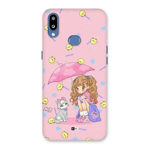 Girl With Cat Back Case for Galaxy M01s