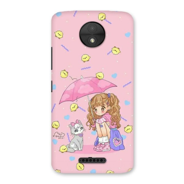 Girl With Cat Back Case for Moto C