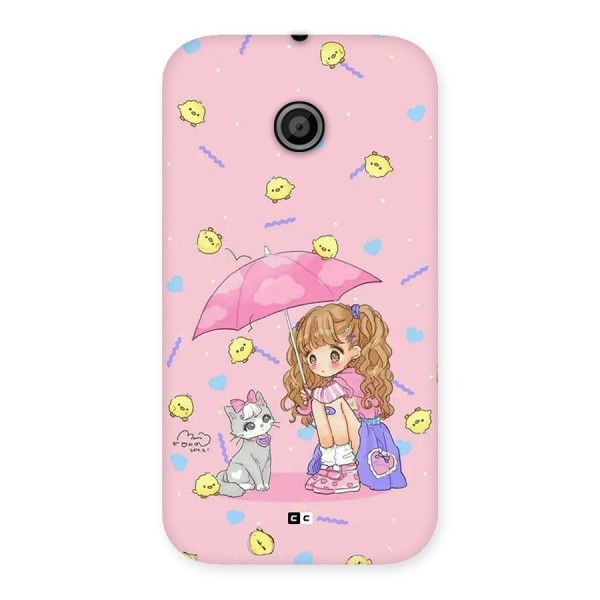 Girl With Cat Back Case for Moto E