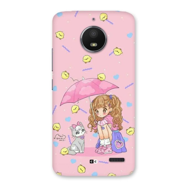 Girl With Cat Back Case for Moto E4