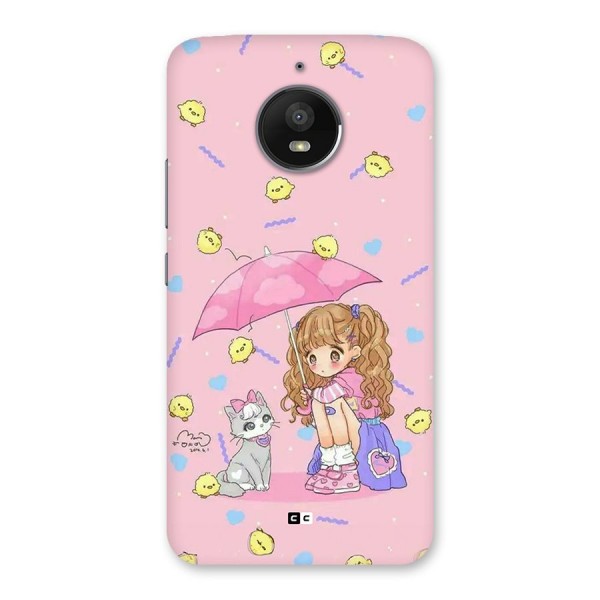 Girl With Cat Back Case for Moto E4 Plus