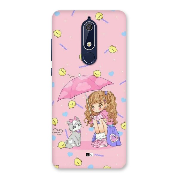 Girl With Cat Back Case for Nokia 5.1