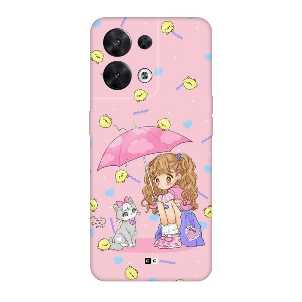 Girl With Cat Back Case for Oppo Reno8 5G