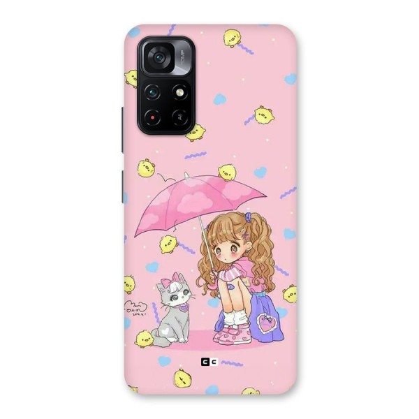 Girl With Cat Back Case for Poco M4 Pro 5G