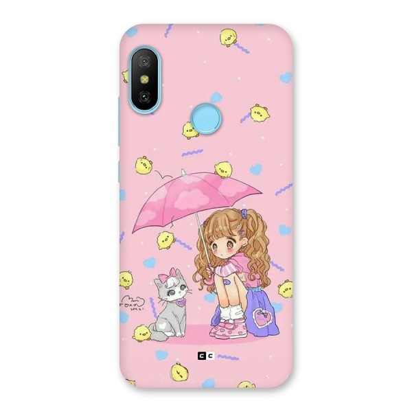 Girl With Cat Back Case for Redmi 6 Pro