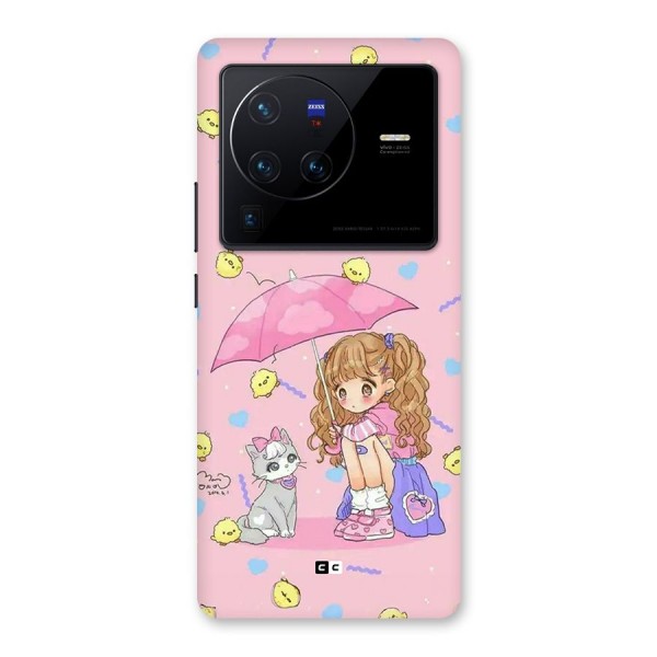 Girl With Cat Back Case for Vivo X80 Pro