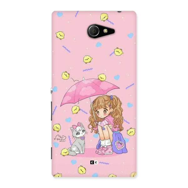 Girl With Cat Back Case for Xperia M2