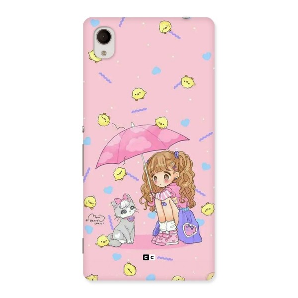 Girl With Cat Back Case for Xperia M4 Aqua