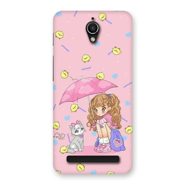 Girl With Cat Back Case for Zenfone Go