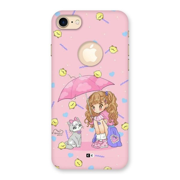 Girl With Cat Back Case for iPhone 8 Logo Cut