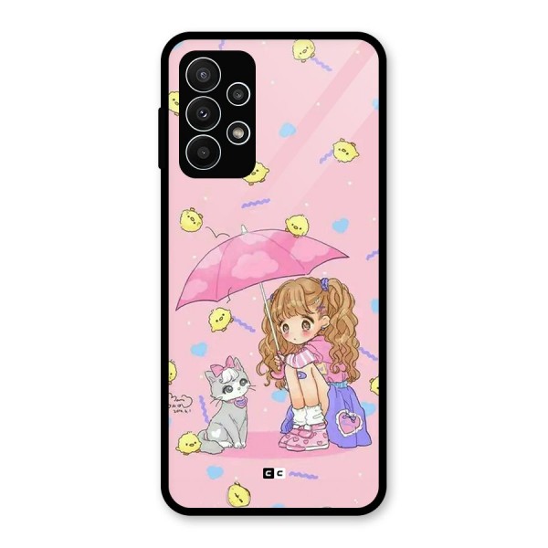 Girl With Cat Glass Back Case for Galaxy A23