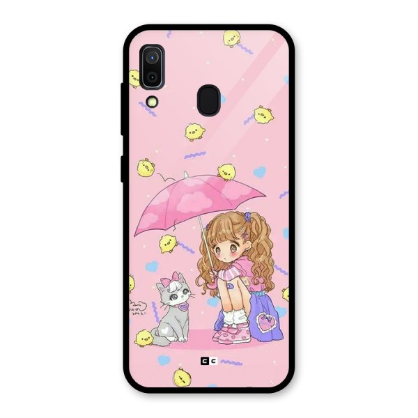 Girl With Cat Glass Back Case for Galaxy A30