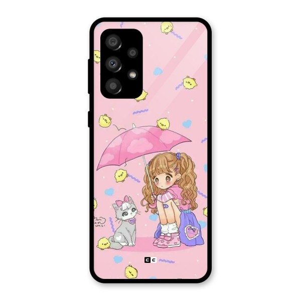 Girl With Cat Glass Back Case for Galaxy A32