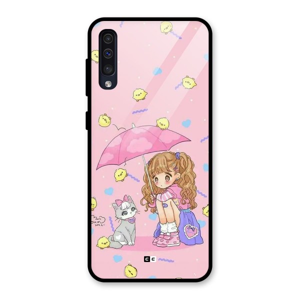 Girl With Cat Glass Back Case for Galaxy A50s