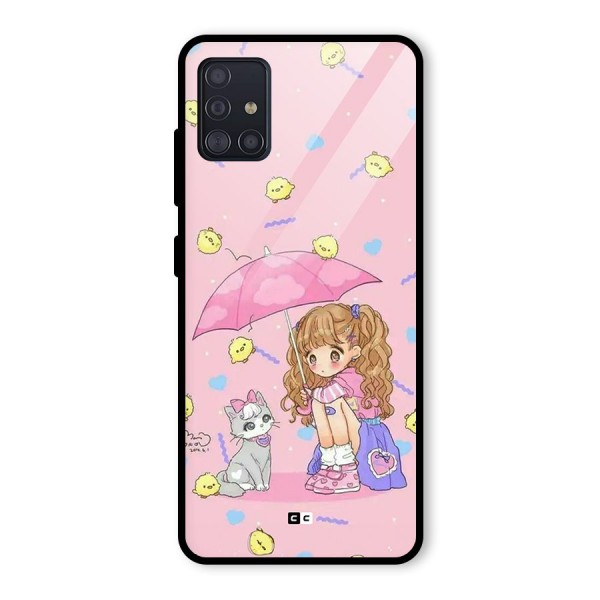 Girl With Cat Glass Back Case for Galaxy A51