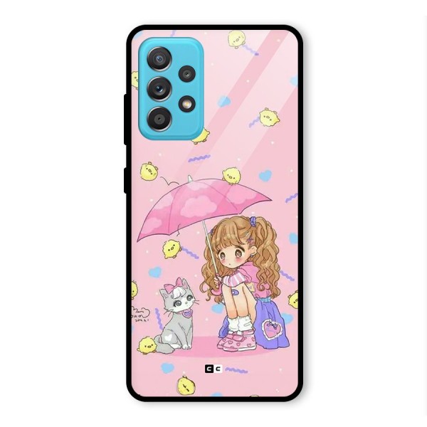 Girl With Cat Glass Back Case for Galaxy A52