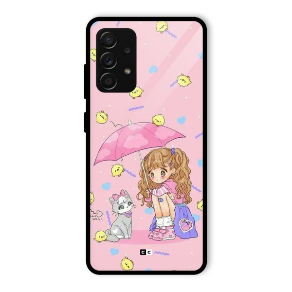 Girl With Cat Glass Back Case for Galaxy A53 5G