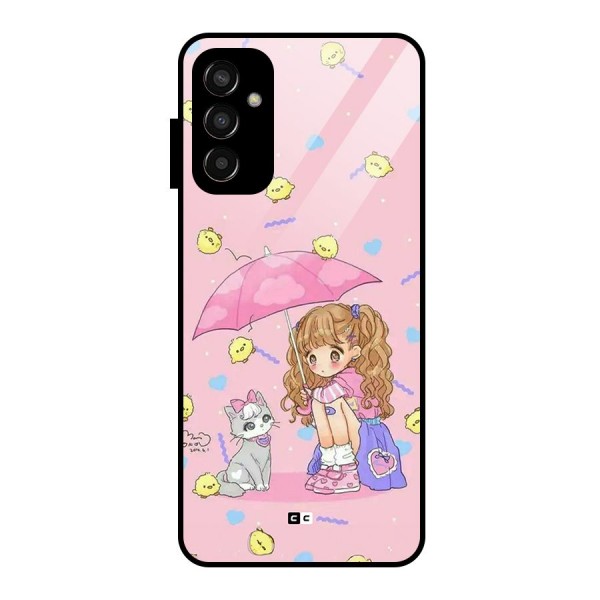 Girl With Cat Glass Back Case for Galaxy F13