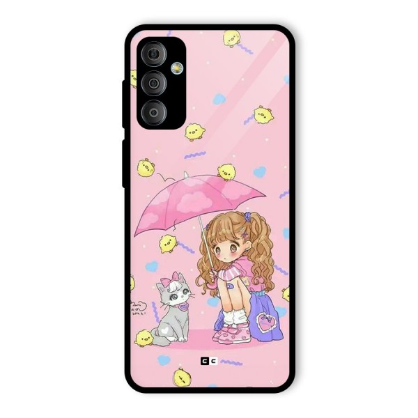 Girl With Cat Glass Back Case for Galaxy F23