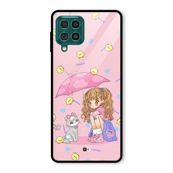 Girl With Cat Glass Back Case for Galaxy F62