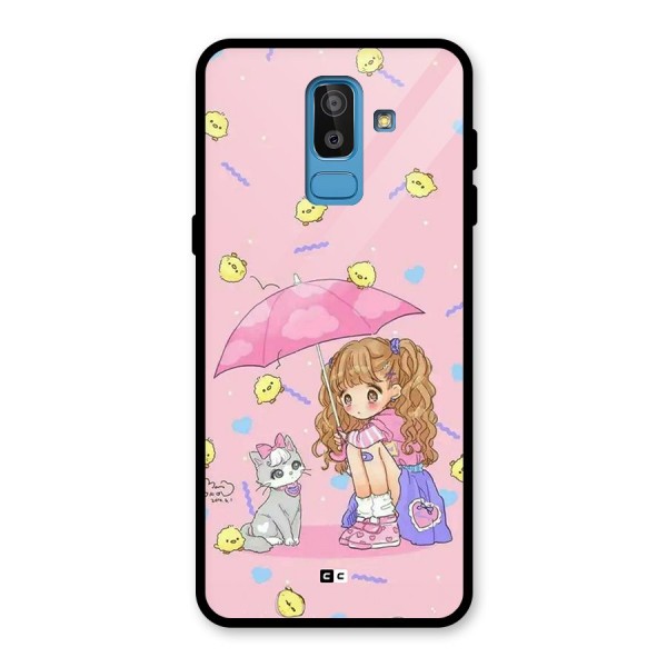 Girl With Cat Glass Back Case for Galaxy J8