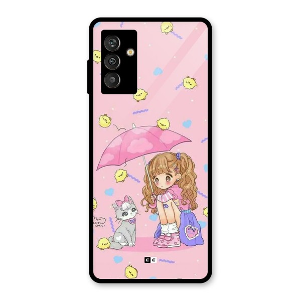 Girl With Cat Glass Back Case for Galaxy M13