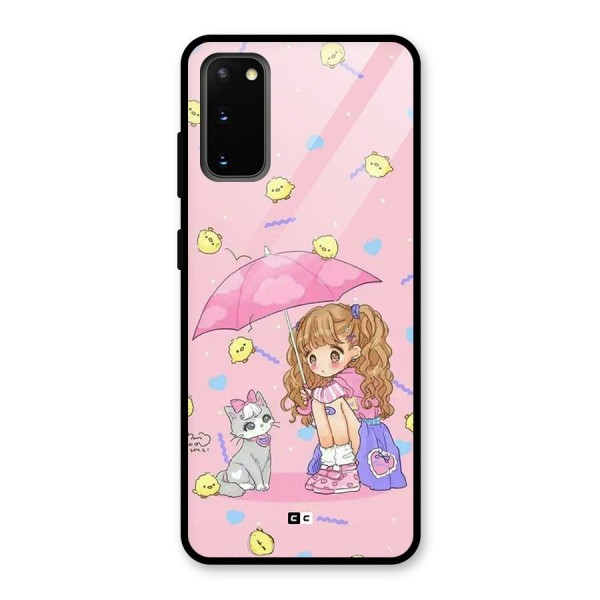 Girl With Cat Glass Back Case for Galaxy S20