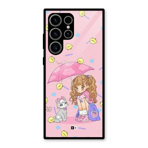 Girl With Cat Glass Back Case for Galaxy S23 Ultra