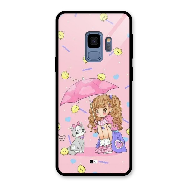 Girl With Cat Glass Back Case for Galaxy S9