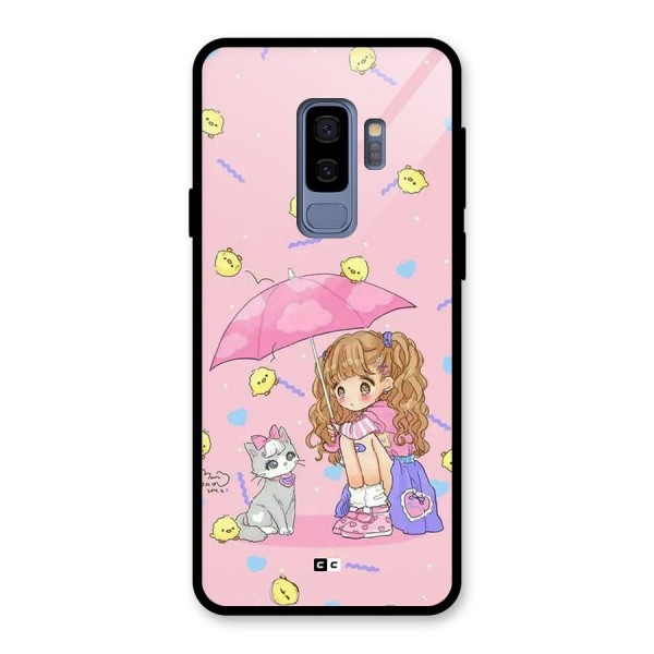 Girl With Cat Glass Back Case for Galaxy S9 Plus