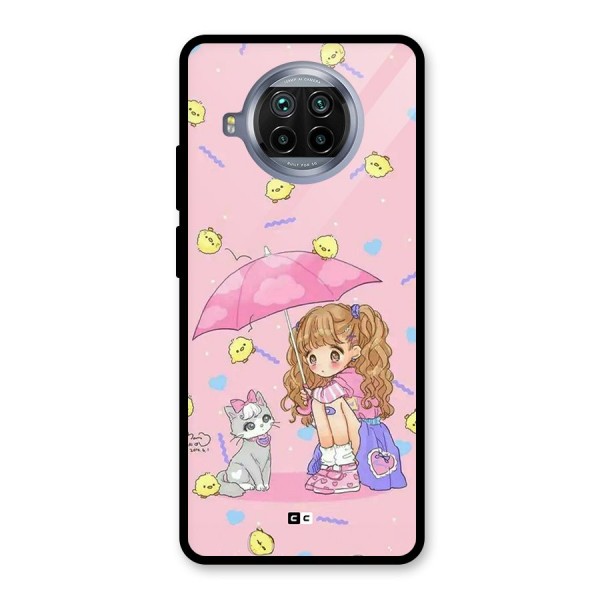 Girl With Cat Glass Back Case for Mi 10i